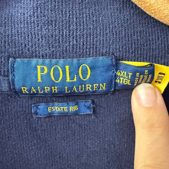 Polo Ralph Lauren Sweater Mens 4XB 4XL Quarter Zip Black Estate Rib Top Pullover - Picture 2 of 3